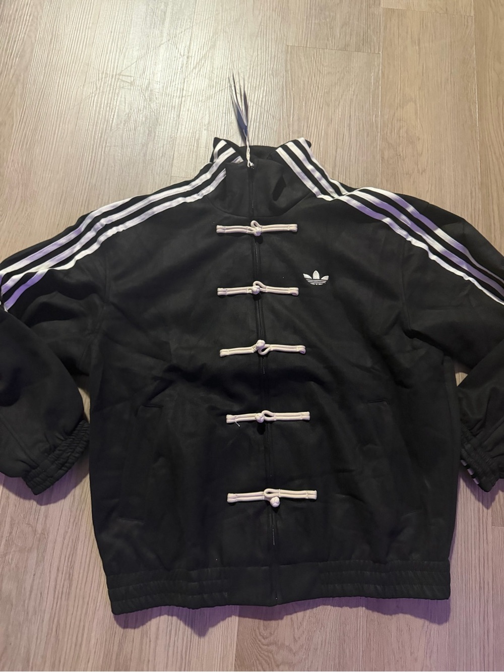 adidas Black Jacket with White Stripes